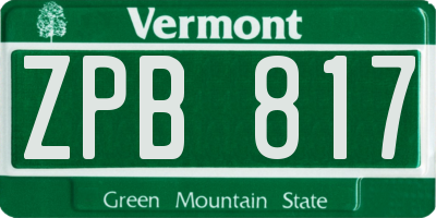 VT license plate ZPB817