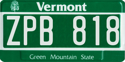 VT license plate ZPB818