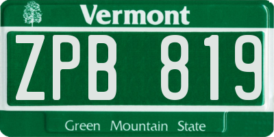 VT license plate ZPB819