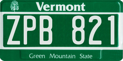VT license plate ZPB821