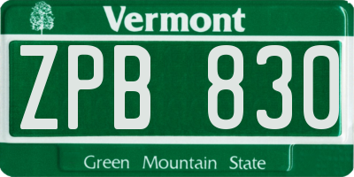 VT license plate ZPB830
