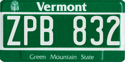 VT license plate ZPB832