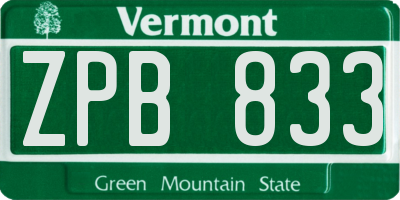 VT license plate ZPB833