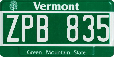 VT license plate ZPB835