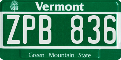 VT license plate ZPB836