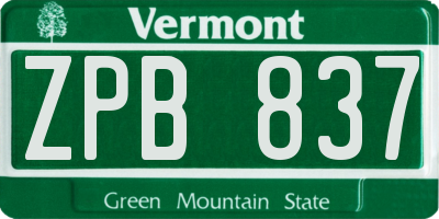 VT license plate ZPB837