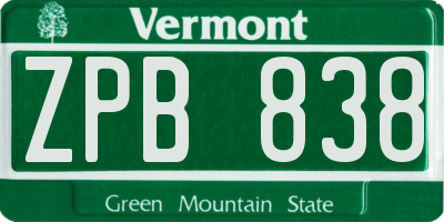 VT license plate ZPB838