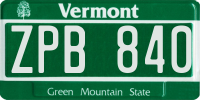 VT license plate ZPB840