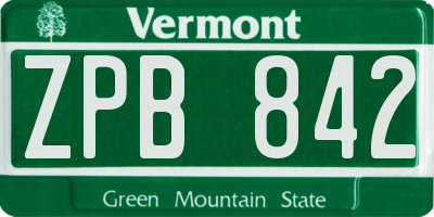 VT license plate ZPB842