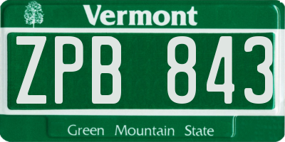 VT license plate ZPB843