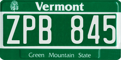 VT license plate ZPB845