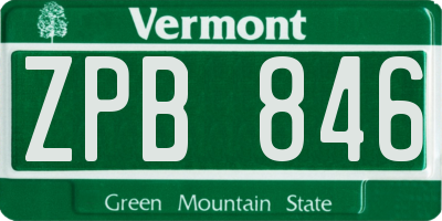 VT license plate ZPB846