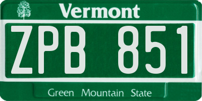 VT license plate ZPB851