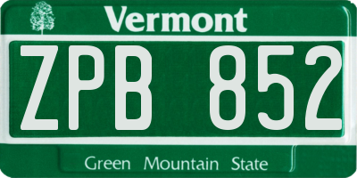 VT license plate ZPB852
