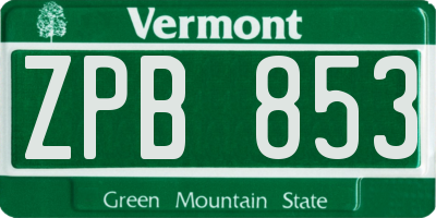 VT license plate ZPB853