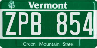 VT license plate ZPB854