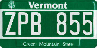 VT license plate ZPB855