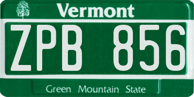 VT license plate ZPB856
