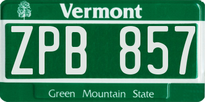 VT license plate ZPB857