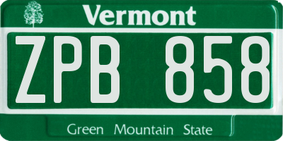 VT license plate ZPB858