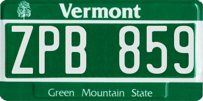 VT license plate ZPB859
