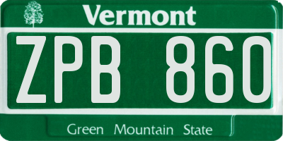 VT license plate ZPB860