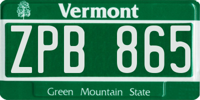 VT license plate ZPB865