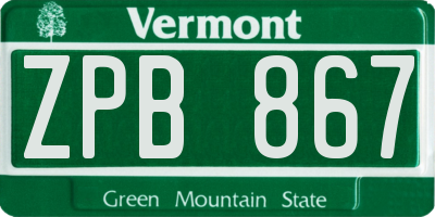 VT license plate ZPB867