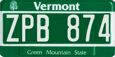 VT license plate ZPB874