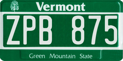 VT license plate ZPB875