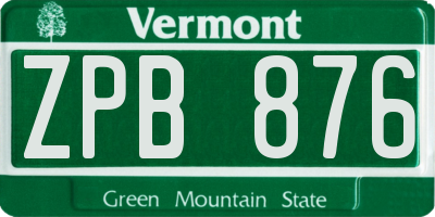 VT license plate ZPB876