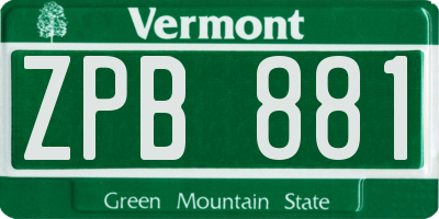 VT license plate ZPB881