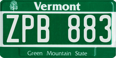 VT license plate ZPB883