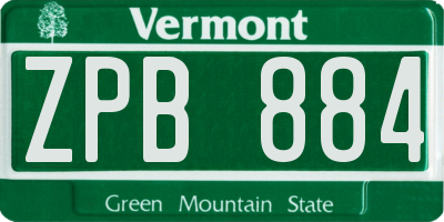 VT license plate ZPB884