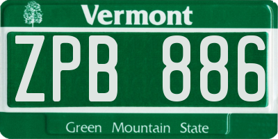 VT license plate ZPB886