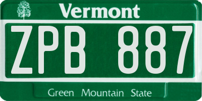VT license plate ZPB887