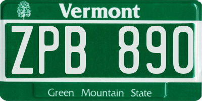 VT license plate ZPB890