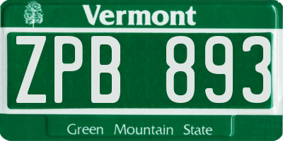 VT license plate ZPB893