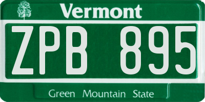 VT license plate ZPB895
