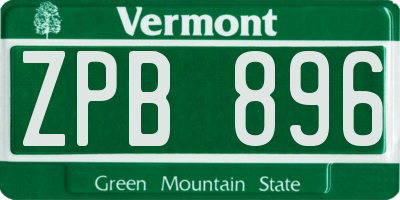 VT license plate ZPB896