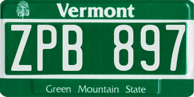 VT license plate ZPB897