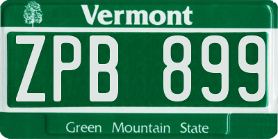 VT license plate ZPB899