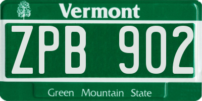 VT license plate ZPB902