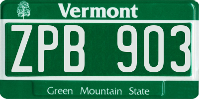 VT license plate ZPB903