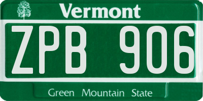 VT license plate ZPB906