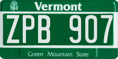 VT license plate ZPB907
