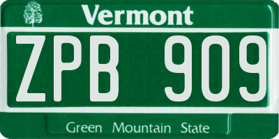 VT license plate ZPB909