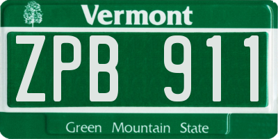 VT license plate ZPB911