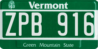 VT license plate ZPB916