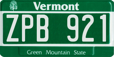 VT license plate ZPB921